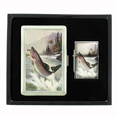 Cigarette Case and Oil Lighter Gift Set Vintage Fishing Design 004-image-14