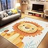AUWUUA Alfombra Infantil con diseño de león, 70 x 140 cm, con Dibujos de Animales de la Jungla de Safari, Lavable y Antideslizante, para Dormitorio, Sala de Juegos, Aula y Felpudo. #1