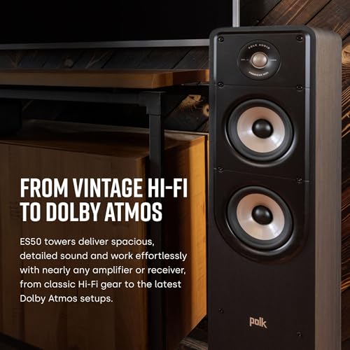 Image of Polk Signature Elite ES50 Tower Speaker - Hi-Res Certified, Dolby Atmos Speakers & DTS:X Compatible, 1 inch Tweeter & (2) 5.25 inch Woofers, Power Port Technology for Effortless Bass, Contemporary White