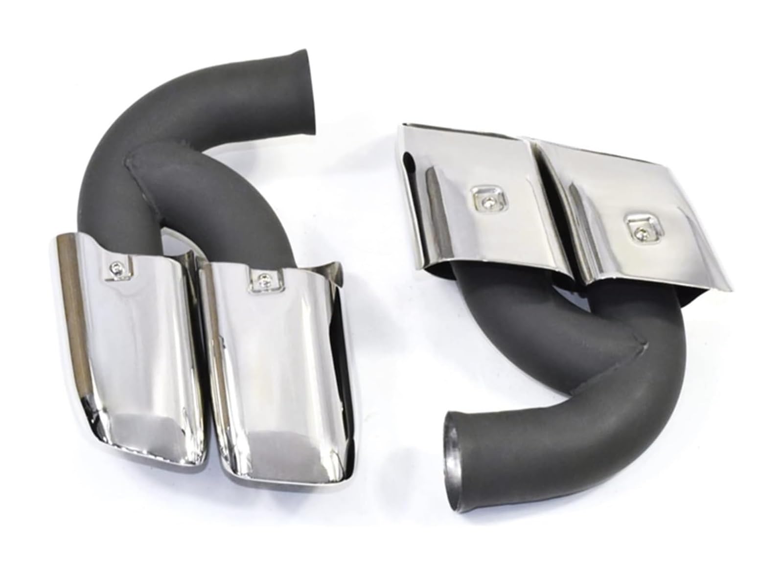 Tubo Escape Silenciador Para Cayenne 2010-2014 Punta Silenciador Turbo Tubo Escape Coche Boquilla De Sistema De Escape Punta Escape Coche Extremo Silenciador Coche(Silver B Long)