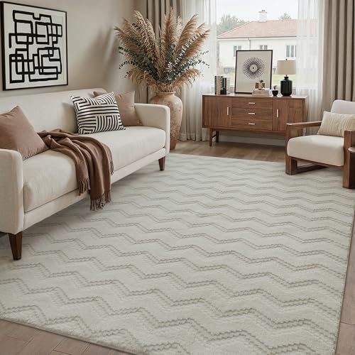 PureCozy Beige Tapis Salon 160x230cm AntidéRapant Lavable en Machine Moderne Rug Moquette Chambre Adulte Salle a Manger Descente de Lit Rugs Boheme 3D Carpet...