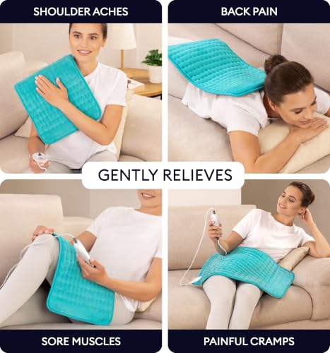 Image of GENIANI Back Pain & Relaxation Gifts for Women - Electric Heating Pad for Back, Neck & Shoulders, Soft Microplush Electric Throw Heating Pad for Period Comfort, Fast Heating, (12x24 inch, Green)