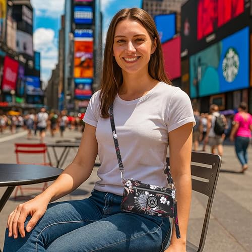 Image of Small Wristlet Wallets for Women Nylon RFID Cross body bag | Cell Phone Purse with Built-In Card Slots for Daily Outings