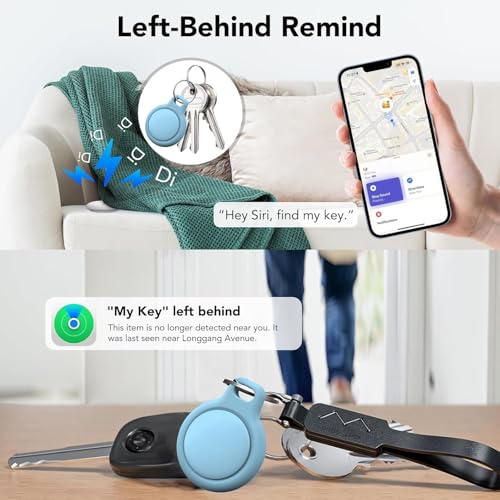 Image of Air Tracker Tags 4-Pack, Item Finders Work for Apple Find My APP(iOS Only) Tracker Tags for Keys, Luggage, Backpack etc,Replaceable Battery Last 1 Year, Loud Beep, IP68 Waterproof with Holder