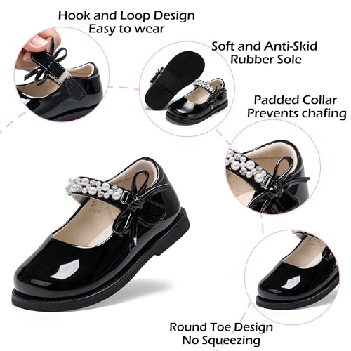 Image of PHIRAMIN Toddler Girl Mary Jane Student Oxford Shoes-Little Girl School Uniform Shoes for Wedding Party