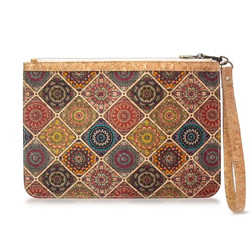 Image of boshiho Natural Cork Clutch Wristlet Wallet Cell Phone Card Holder Coin Purse Bag