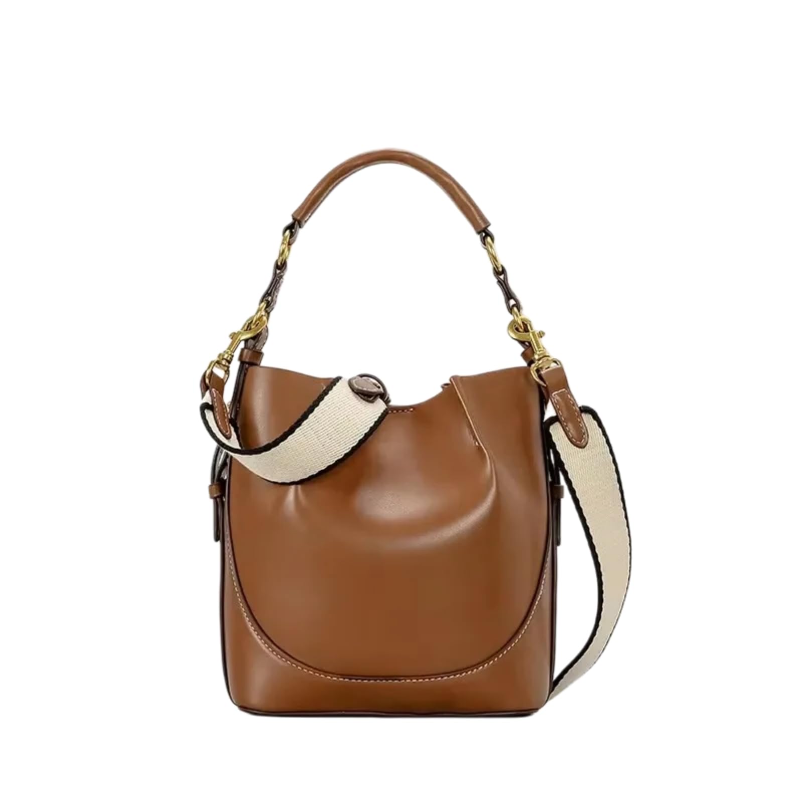 Borsa A Tracolla da Mano Secchio Donna, Spalla Maniglia Superiore Convertibile con Cinturina Larga Rimovibile-Black Pu
