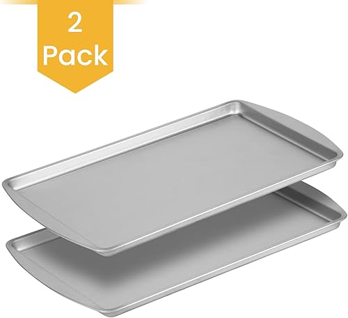 Miniatura 3 de DecorRack Paquete de 2 bandejas para hornear antiadherentes de 15 x 9.8 pulgadas, bandeja para hornear galletas y bandeja para rollo de gelatina,