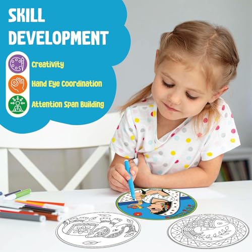 Image of SparkLPlay DIY Madhubani Art Kit for Kids. Coloring Set with - 6 Magnetic Cutouts, 12Color Pens & Booklet. Creative Art & Craft. Mess Free. Gifts for Kids.