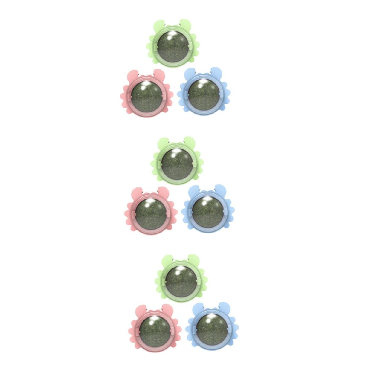 POPETPOP 9pièces Jouets à Lécher pour Chats Boules Interactives Cataire Nettoyage des Dents Et Éveil De Appétit Jouets Rotatifs pour Chats Autocollants Inclus