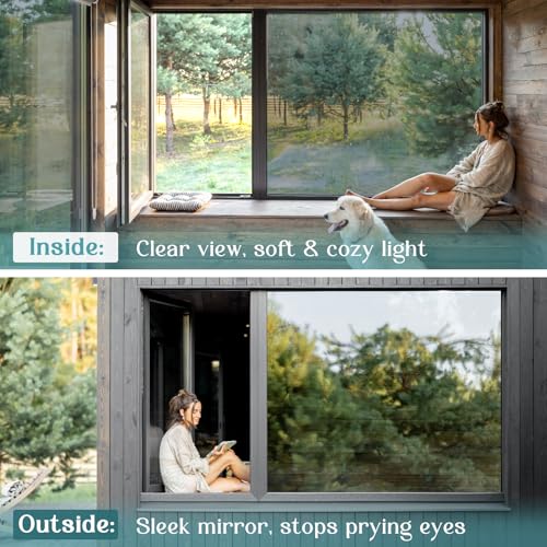 Image of Haton Window Tint for Home, One Way Film, Silver 29.5 inch x 157.4 inch