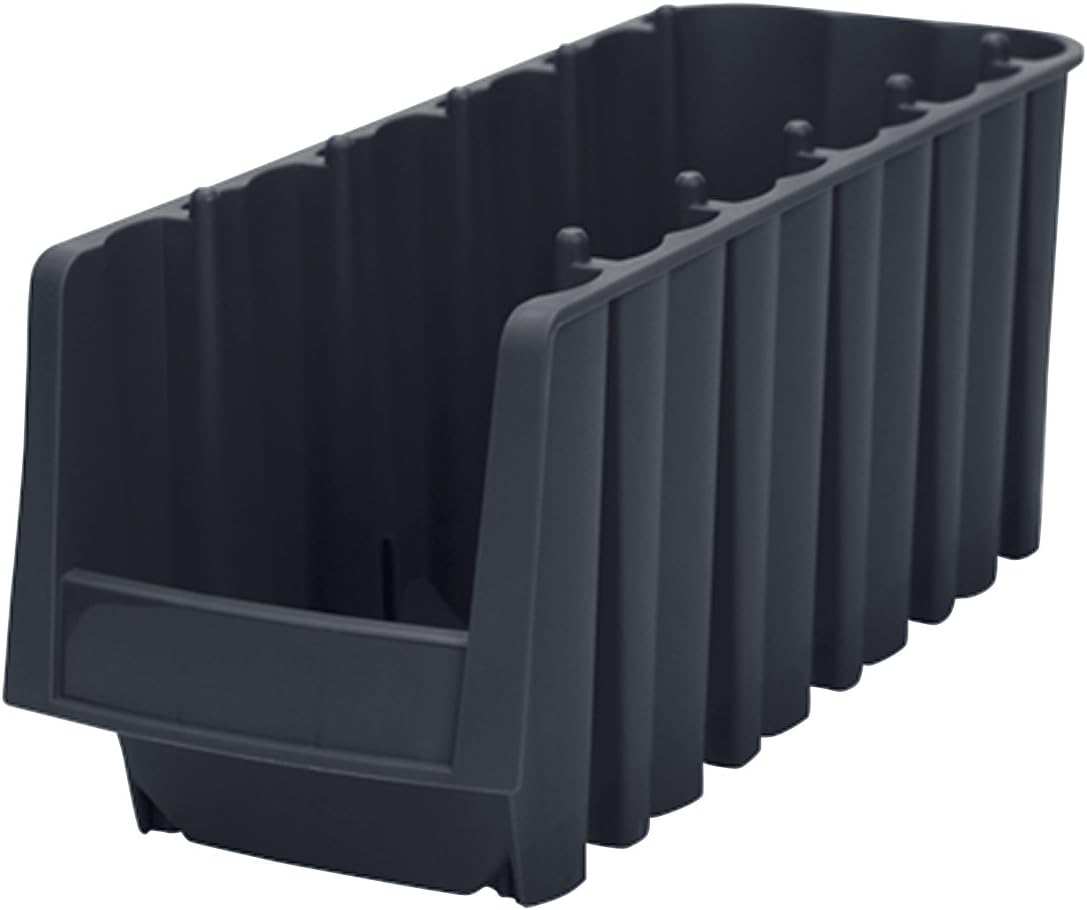 Akro-Mils 30796 Economy Stacking Shelf Plastic Storage Bins, (9-Inch x 6-5/8-Inch x 5-Inch), Black (10-Pack)