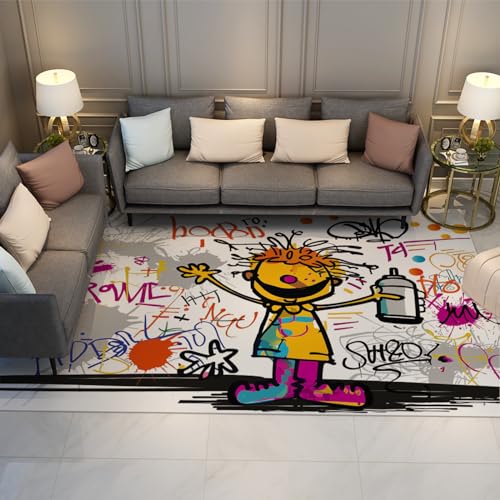 Tapis dessin animé graffiti lavable grand format 150x240cm