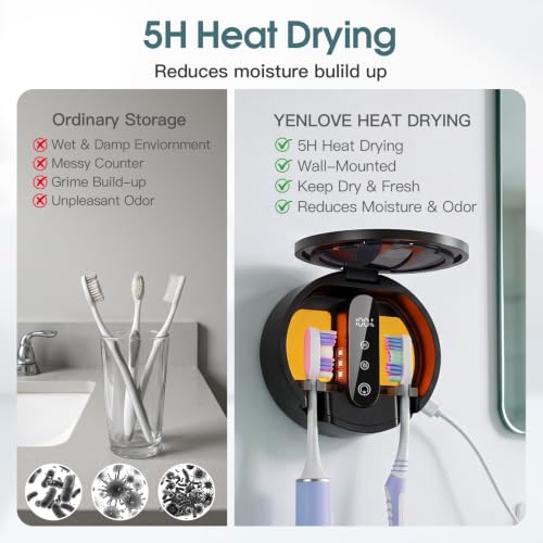 Image of Upgraded Toothbrush Holders for Bathroom, Tooth Brush Holders Wall Mounted,Toothbrush Holder Organizer with LED Smart Screen,Cleaning and Drying Fits All Toothbrushes for Home & Travel