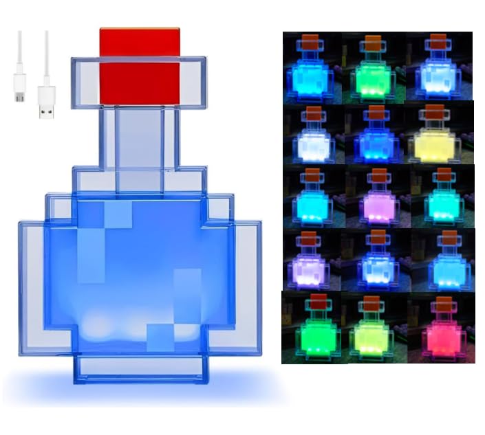 15 Farben Zaubertrank Flasche Licht, 2026 Neues Zaubertrank Fläschchen Licht Zaubertrankflasche mit LED-Leuchten Beim Schütteln Verfärben Nachtlicht Aufladbar für Kinder Geschenke Zimmer & Party-Deko