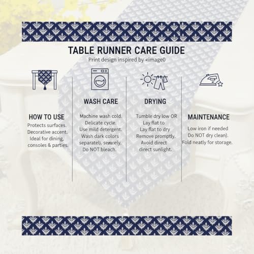 Image of COZY FURNISH Floral Printed Microfiber Cotton Table Runner for 6 Seater Dining Table & Runner with Tassels - 13x72 Inches Decorative Home Kitchen Table Linen