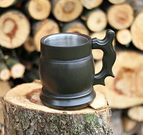 Handmade Beer Mug Wooden Tankard Wood Beer Stein 20 OZ. Wooden Beer Mug - Great Gift Idea for Men - Thumbnail 4