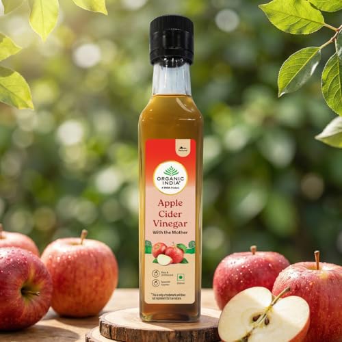 Image of Organic India Apple Cider Vinegar with Mother of Vinegar, 250ml | Raw and Unfiltered ACV |Lab tested on 250+ Parameters | Made from Spanish Apples | Imported from Spain