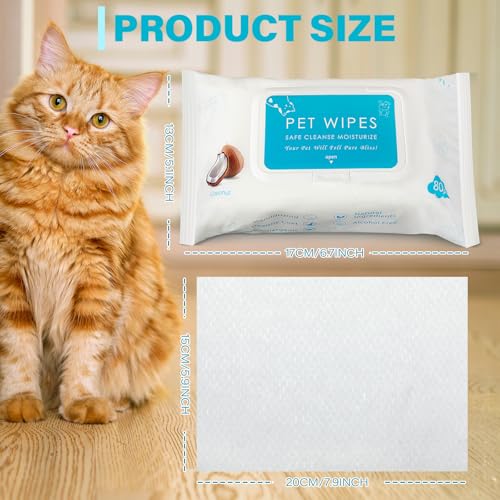 Treela 10 Packs of 800 Dog Wipes Pet Wipes Cat Grooming Supplies for Paws, Butt, Ear, Skin, Eye, Body Cleaning Bath Stain Odor Remover, Home or Travel Use(Coconut) - Image 3
