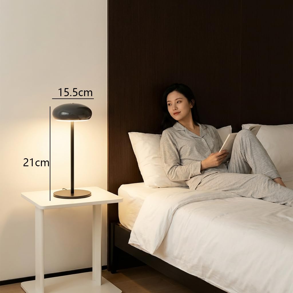 Kabellose LED Tischleuchte Akku Tischlampe Pilz Lampe Dimmbar | Touch Ohne Kabel Nachttischleuchte USB Aufladbar Batterie Nachtlampe Dekorative für Schlafzimmer Bar Restaurant Grau