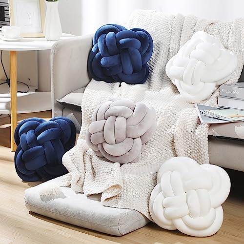 Unittype 2 Pcs 12 Inch Flower Knot Pillow Ball Creative Knotted Throw Pillows Decorative Sofa Lumbar Pillow Floor Pillow Cushion For Home Sofa Car Office Decor Household Christmas Decoration (White) #TOP2