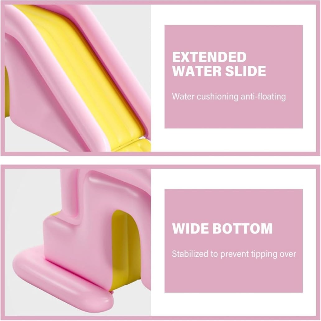 Scivolo Gonfiabile, Gradino Gonfiabile Antiribaltamento con Pompa Pedale di Gonfiaggio(Pink)
