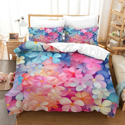 Ropa de cama de microfibra de pétalos 3D y juego de funda nórdica King 3