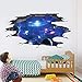Creative 3D Blue Cosmic Galaxy Wall Decals Removable PVC Magic 3D Milky Way Outer Space Planet Window Wall Stickers Murals Wallpaper Decor for Home Walls Floor Ceiling Boys Room Kids Bedroom