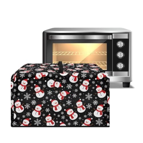 Image of Christmas Decor Microwave Oven Dust Cover Air Fryer Toaster Oven Protector Small Appliances Cover, L, 20.9 x 15.7 x 12.4 Inches, Snowman Snowflake Black