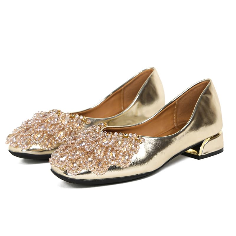 Amazon.com: LUCKYTOWO Women's Square Toe Flats Rhinestone Ballet Shoes,Fashion  Wedding Flats for Women Comfortable Slip on Low Heel Shoes (A Gold,11) :  Clothing, Shoes & Jewelry