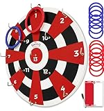 Swooc Games® ‒ Hook Darts Ring Toss Game ‒ Wood Board & Soft Rings ‒ 20+ Games Included for Kids & Adults ‒ Wall Mounted Ring and Hook ‒ Indoor & Outdoor Wall Decor for Game Room, Patio, Garage, Yard