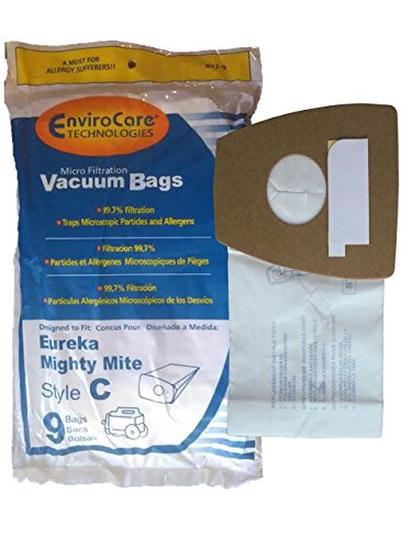EnviroCare Replacement Micro Filtration Vacuum Cleaner Bags made to fit Eureka Type C Mighty Mite Canisters 9 Pack