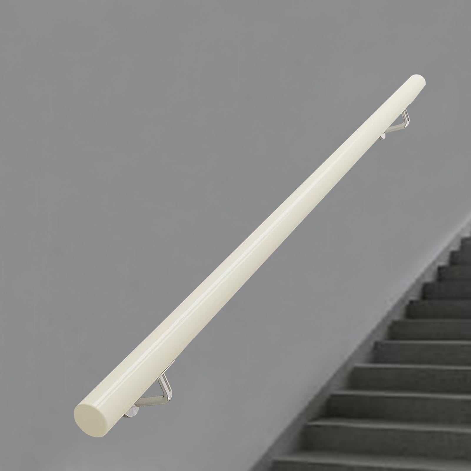 Main courante escalier bois massif blanc de 300 cm au design haut de gamme