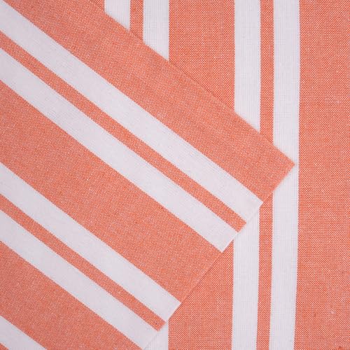 Image of Encasa XO Farmhouse Throw Pillow Covers Set of 2 (24x24 in) Franca Orange Stripes | Decorative Cushion Covers No Inserts | Plaid and Stripes Pillow Covers for Living Room, Couch