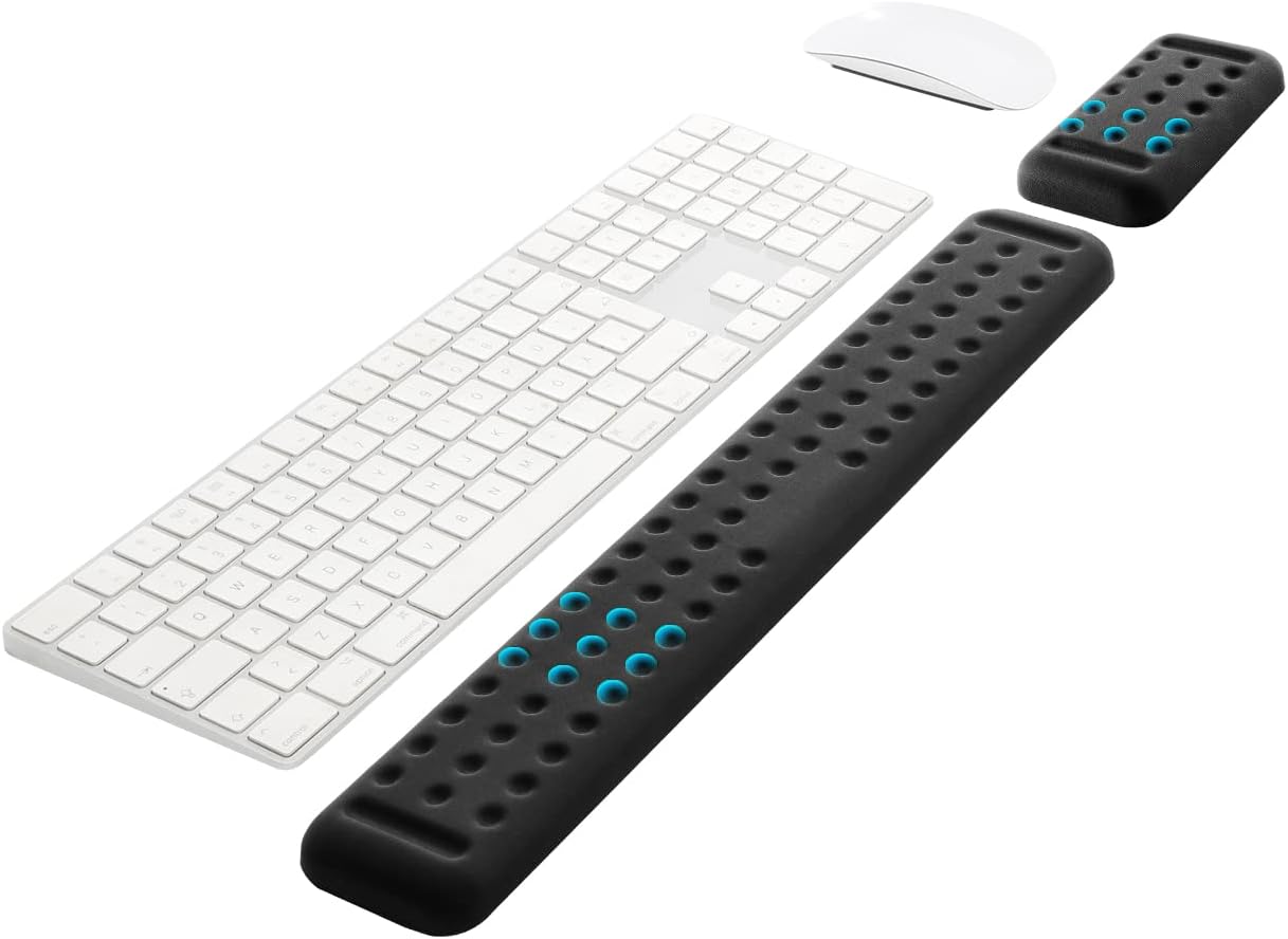 Memory Foam Keyboard Wrist Rest Pad and Mouse Pad with Wrist Rest, Ergonomic Hand Palm Rest Support, Memory Foam Pads Gaming, Computer, PC, Laptop, Mac Typing and Wrist Pain Relief (17.3 Inch, Black)