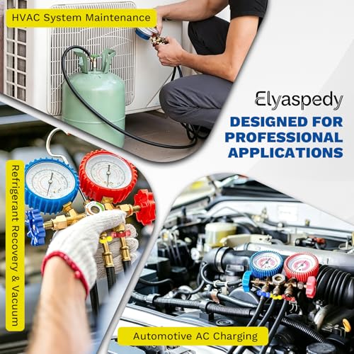 Newly Upgraded 1/4" A2L Refrigerant Hose Kit with Ball Valve, 72”, 45°/180° Left-Hand Thread Adapter, Pressure Relief Groove Design, Heavy-Duty Brass Fittings, for R-1234YF/R-32/R-454B/R-134A/R-410A by Elyaspedy - Image 8
