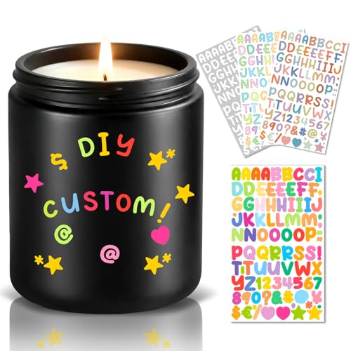 Aaicandle Personalized Custom Candle with DIY Letter & Number Stickers Funny Birthday Candles for Women Soy Wax Lavender Candle for Friends Families Birthday Gift