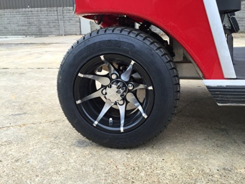 10" Golf Cart "Kraken" Wheels And Tires, Machined/Black, Set Of 4 #TOP2