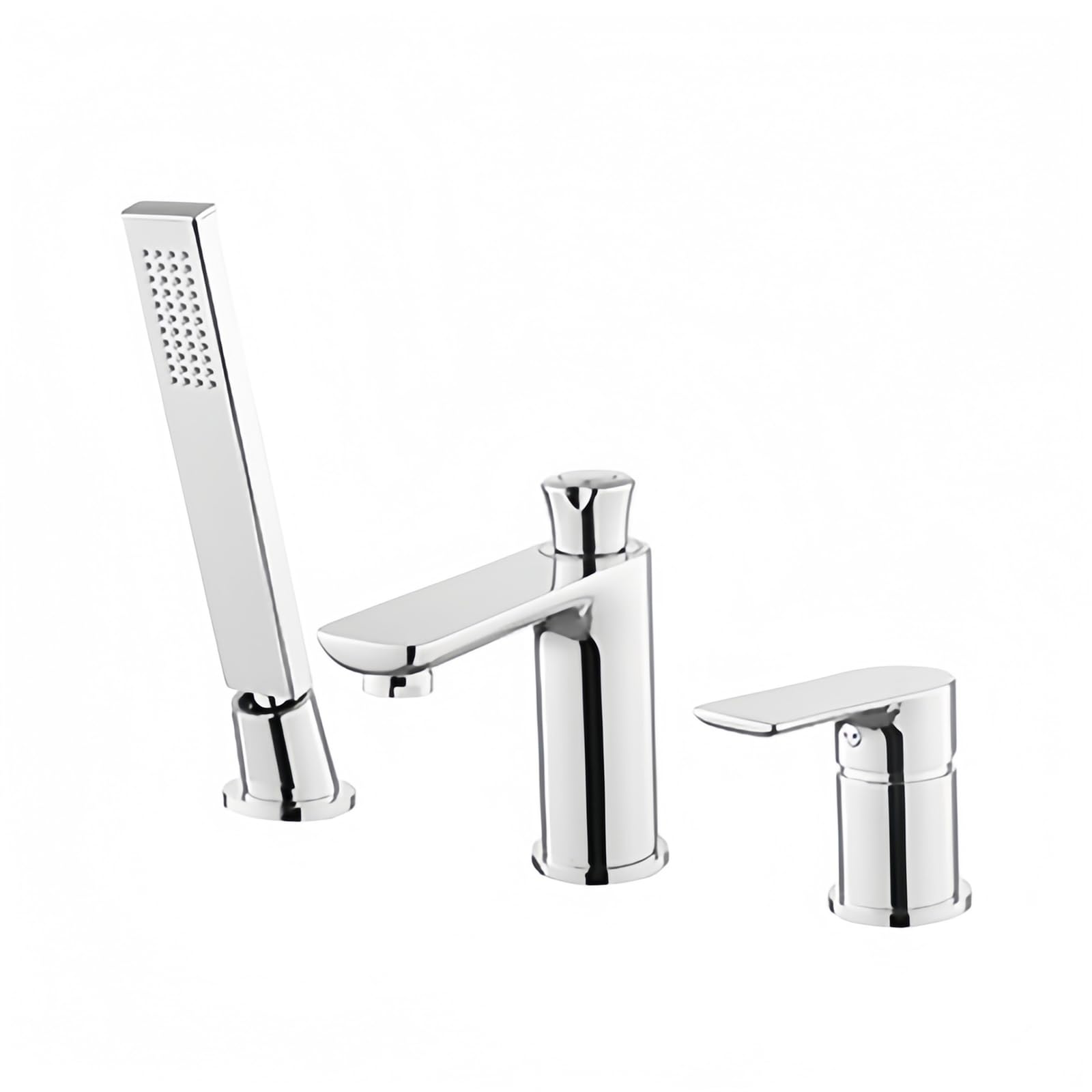 SnamicE Deck Mounted Bath Mixer Tap Black Bath Shower Mixer Tap Diverter Valve Single Handle Faucet,Chrome