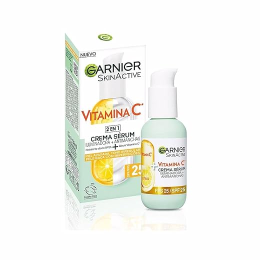 Garnier, Sérum Facial Iluminador y Anti Manchas 2 en 1, Con 20% Vitamina C y SPF25, No graso, Clínicamente probado, 50 ml