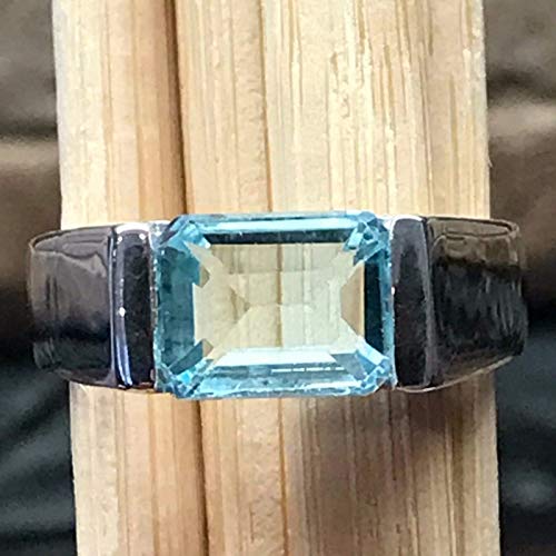 Natural 2Ct Blue Topaz 925 Sterling Silver Men's Ring Size 6, 7, 8, 10, 12 #TOP5