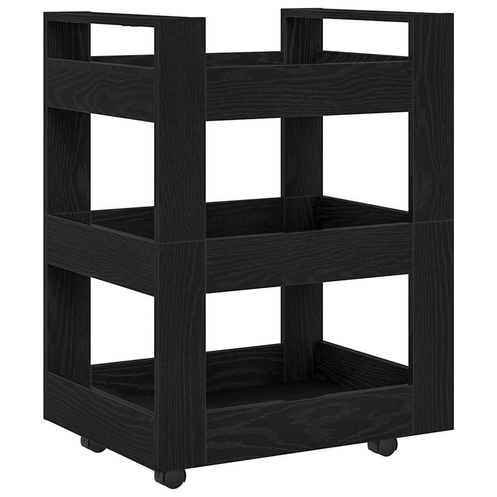 Chariot de Cuisine Noir en Bois Composite 60x45x80 cm avec Roulettes
