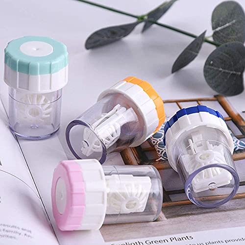 4 Pièces Étui pour Lentilles de Contact, Nettoyant pour Lentilles de Contact, Étui à Lentilles de Nettoyage, Nettoyage de Lentilles de Contact à Rotation Manuelle, pour Maison et Voyages (4 Couleurs) - Image 4