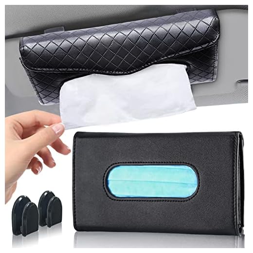 2 Pack Car Tissue Holder Car Napkin Holder, Mask Holder for Car, Backseat Sun Visor Tissue Holder, Pu Leather Car Kleenex Holder Tissue Case Paper Box for Car Black Vehicle Accessories with 2 Hooks