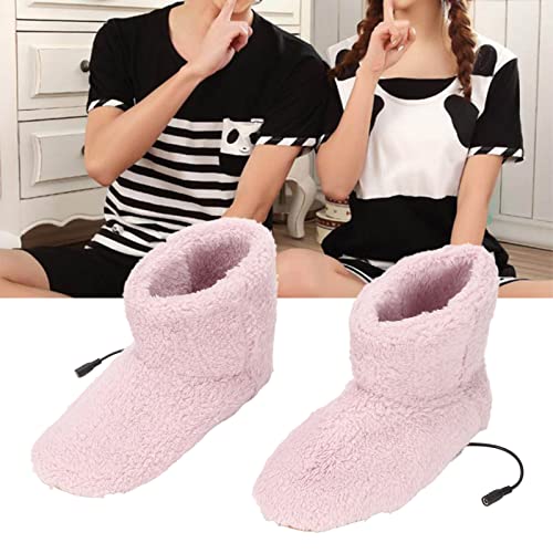 ZJchao Heated Foot Slipper with Ankle Wrap, USB Soft Relaxing Electric Plush Warming Heating Shoes, Boots Foot Warmers for Cold Winter (Pink)2
