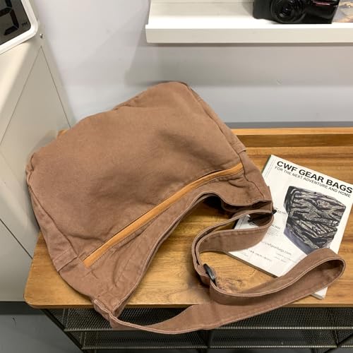 Image of Canvas Hobo Crossbody Shoulder Tote Bag for Women and Men Large Purse Messenger Bag Travel Work Shopping