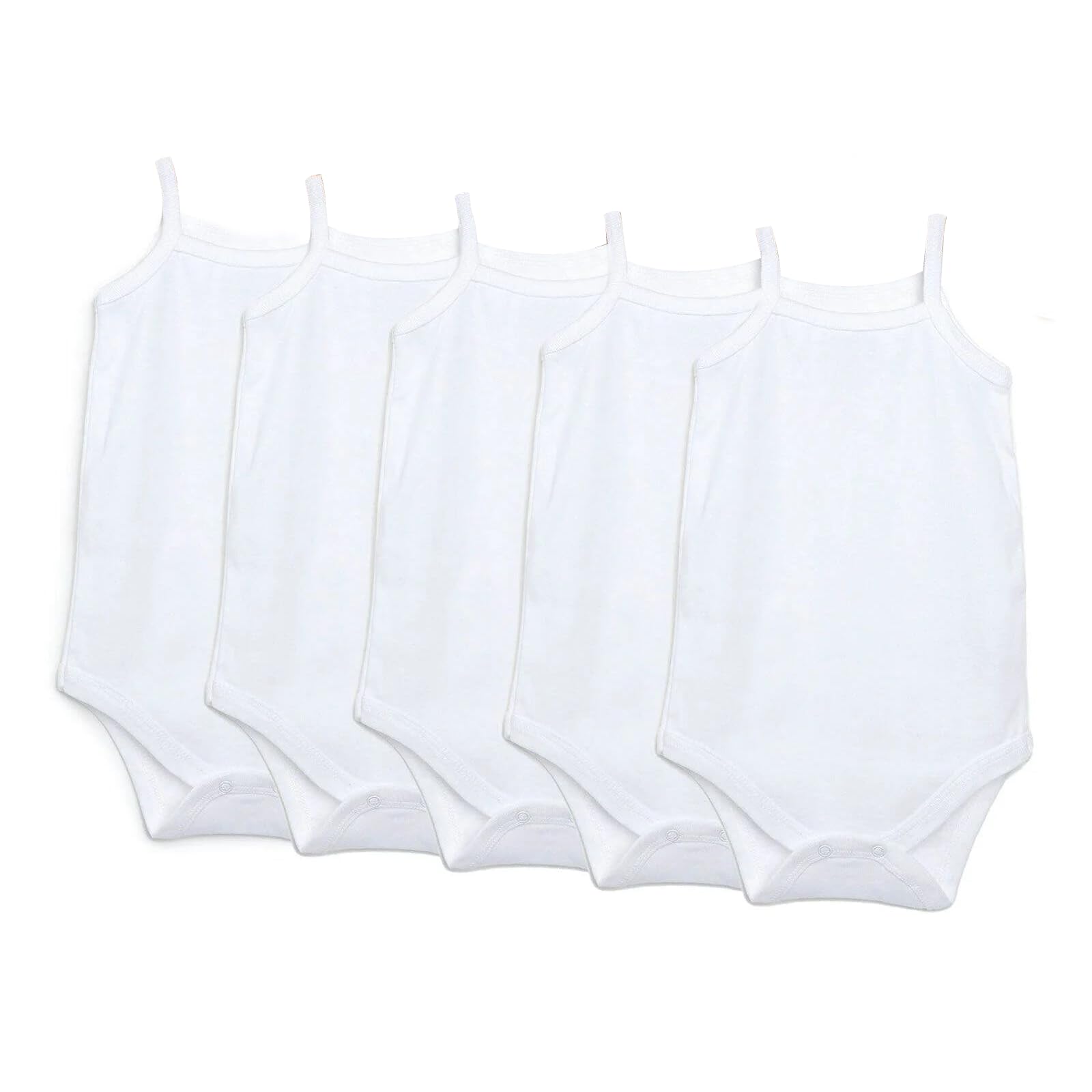 Ebebek Hellobaby Men's White - Shoulder Strap Baby Bodysuits 5 Pcs - Bodysuit For Boys And Girls Newborn - Infant Toddlers Bodysuit Onesies - White Baby Bodysuits (, Newborn)