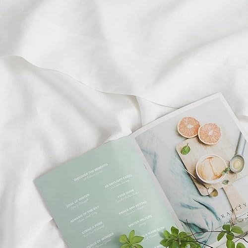 Miniatura 6 de DAPU Sábana encimera de lino 100% lino puro de Normandía, sábana encimera de lino francés con lavado a la piedra ultra suave, transpirable y