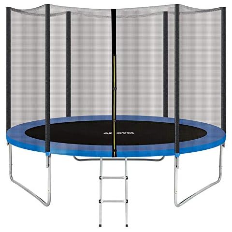 AMGYM 10 FT Trampoline Safety Enclosure Net Combo Bounce Jump for Kids Outdoor with Spring Pad Ladder Cover