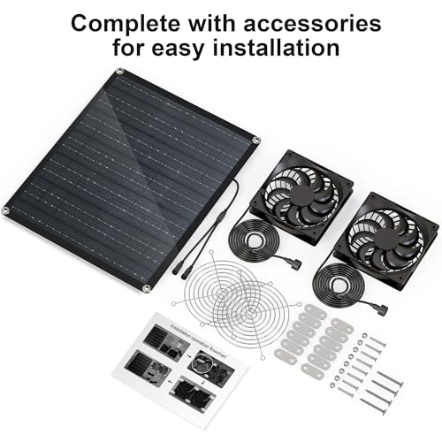 Solar Panel Fan, 29W Solar Fan for greenhouses, Small Chicken coops, and pet Houses. IPX7 Waterproof Solar Panel Fan kit by Moajerry - Image 3